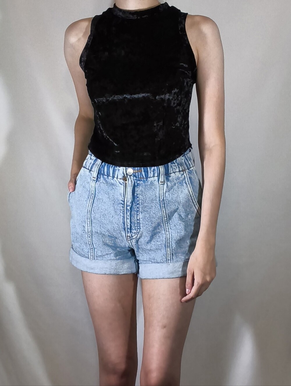 The Outfit Black Crushed Velvet Sleeveless Tank Top size xs